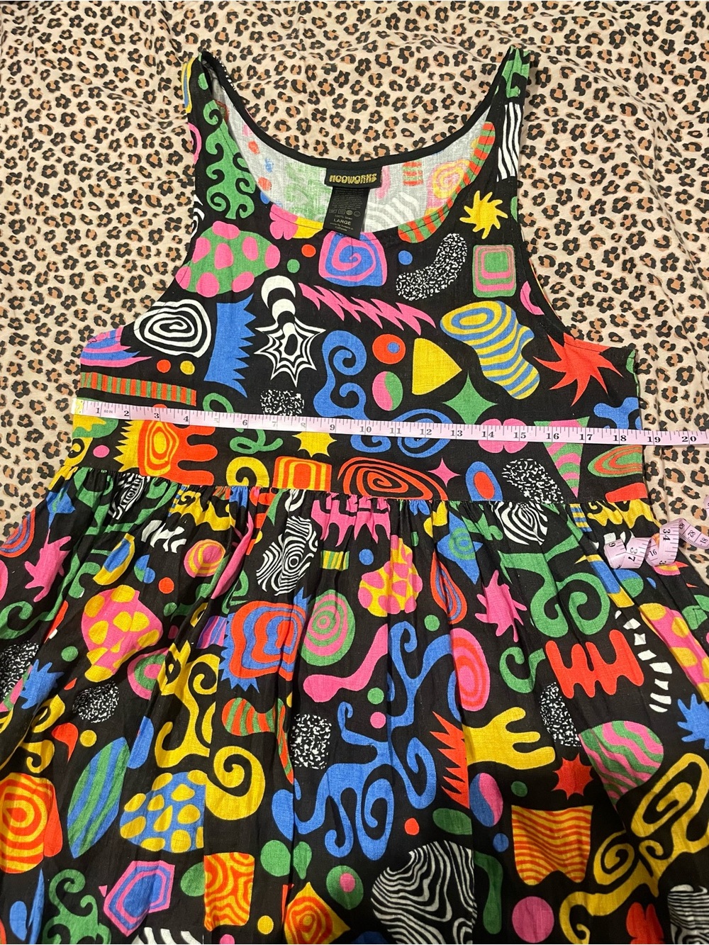 Nooworks “Party Mix” Naomi Linen Black Multi Abstract Maxi Tank Dress - Picture 6 of 7